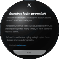 Twitter Suspicious Login Message X Sticker - Twitter Suspicious Login Message Twitter X Stickers