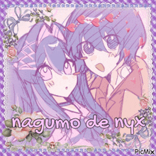 a picture of a boy and a girl with the words nagumo de nyx written on it