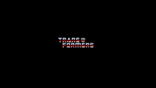 a black background with a red and white transformer logo