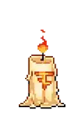 a pixel art illustration of a candle with a flame coming out of it