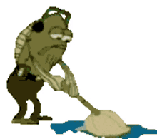 spongebob mopping