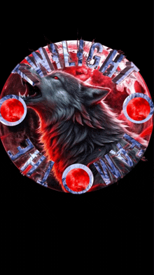 a wolf is howling in a circle with the word night on it