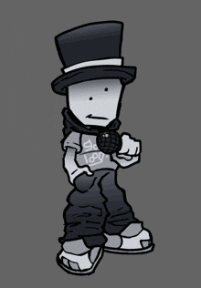 a cartoon character is wearing a top hat and holding a microphone while wearing a shirt that says lpu