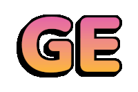 the word ge is written in pink and orange letters on a white background