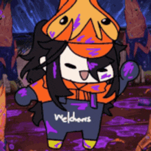 a drawing of a cartoon character with the name weldhours written on it