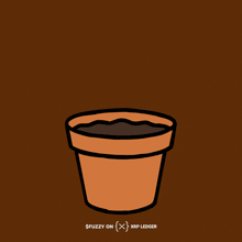 a cartoon of a watering can pouring water into a pot with the words fuzzy on xrp ledger below it
