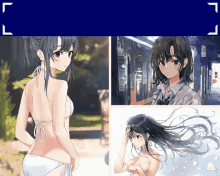 a picture of a girl in a white bikini and a picture of a girl without a shirt