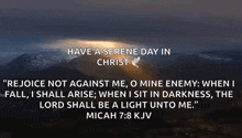 a bible verse from micah 7:8 kjv is displayed