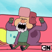 a cartoon character from the cartoon network is sitting on a pink couch