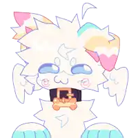 a cartoon drawing of a cat with a collar and paws