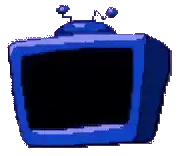 a cartoon drawing of a blue tv with antennas
