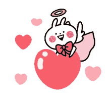 flying halo floating hearts happy bunny