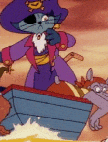 a cartoon cat is wearing a pirate hat and beard