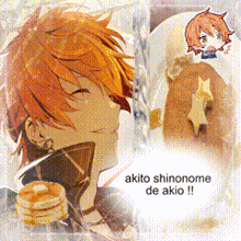 a picture of an anime character with the name akito shinonome de akio written on it