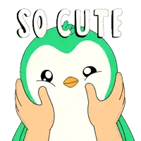 a cartoon of a penguin with the words so cute written on it