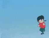 a panda bear carrying a wooden bucket next to a girl and a boy with the word ranma 1/2 on the bottom