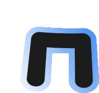 a black and blue sticker with a white border