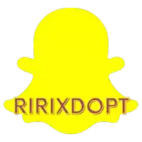 a yellow snapchat icon with the word ririxdopt written below it