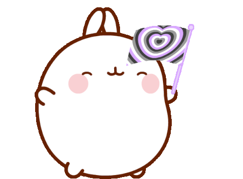 Asexual Flag Molang Sticker - Asexual Flag Molang Waving The Lgbtqia Flag Stickers