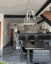 a dining room table with a bowl on it