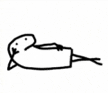 a black and white drawing of a stick figure laying on its back .