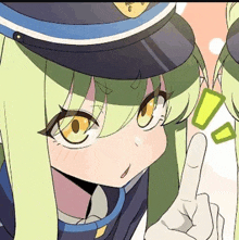 a close up of a cartoon character wearing a hat and giving a peace sign .