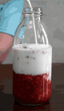 pour strawberry milk strawberry milk