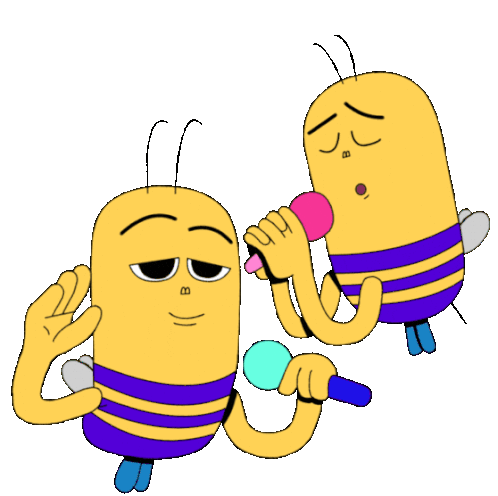 Busy Bees Sing Karaoke Together Sticker - Busy Bee Singing Song Stickers
