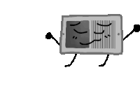 a black and white drawing of a microwave oven with arms and legs .