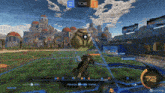 a rocket league game is being played with a score of 1 to 2