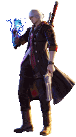 a devil may cry character holding a gun