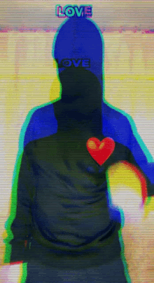 a person wearing a hoodie that says love