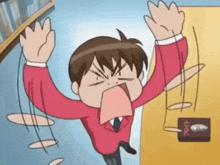 a cartoon of a man with his arms outstretched and a book that says ' akira ' on it