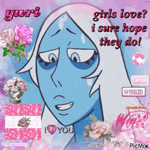 a picture of a blue diamond with the words girls love i sure hope they do on it