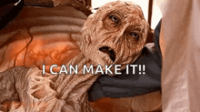 a monster is laying on a bed and says `` i can make it '' .