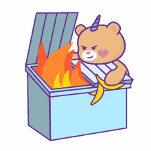 bear dumpster fire banana work