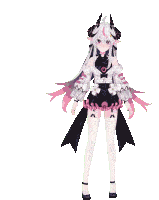 a drawing of a girl with horns and a sword
