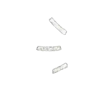three pieces of white fur are falling from the sky