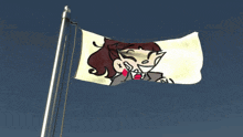 a cartoon drawing of a woman with a red heart in her mouth