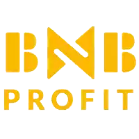 a logo for bnb profit with a yellow triangle on a white background