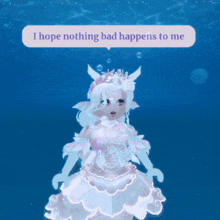 a jellyfish with a message that says ' i sure hope nothing bad happens to me ' on it