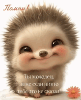 a picture of a hedgehog with a foreign language caption