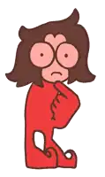 a cartoon drawing of a person with a red shirt on
