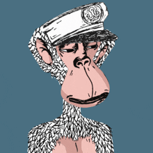 a cartoon of a monkey wearing a white hat