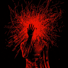 a pixelated image of a person with red lines coming out of his head