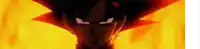 a close up of a cartoon character 's face with a fire background .