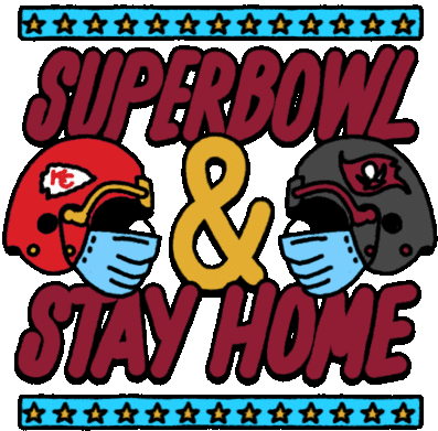 Superbowl And Stay Home Wear A Mask Sticker - Superbowl And Stay Home Stay Home Wear A Mask Stickers