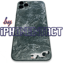 a phone with a cracked screen is displayed with the words iphone protect written below it