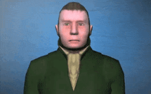 a computer generated image of a man in a green suit and tie