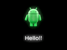 a glowing green android with the words @android prod below